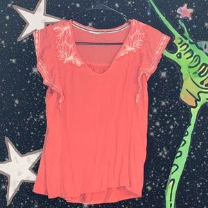 Peach Flutter Sleeve Shirt size XS